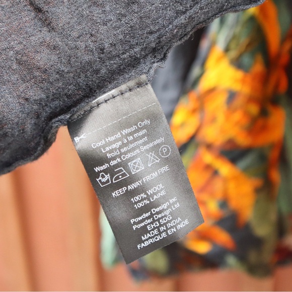 Powder Botany Bliss Charcoal 100% Wool Wrap Open Cardigan Vintage Large XL Women - Picture 3 of 16